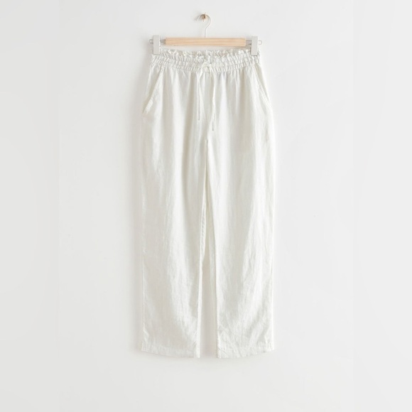 & OTHER STORIES Relaxed Linen Trousers In White - Picture 4 of 7